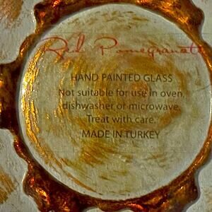 Red Pomegranate Hand Painted Scallop Dish 6" Made in Turkey